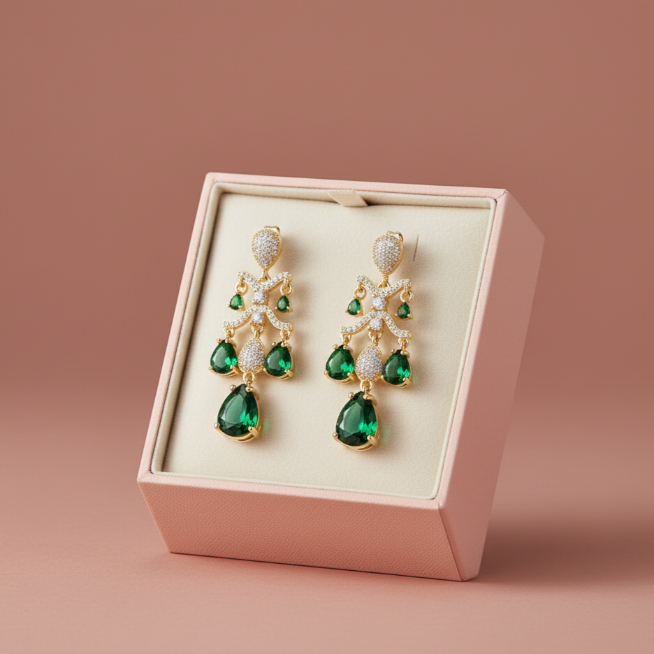 Emerald Harmony Drop Earrings
