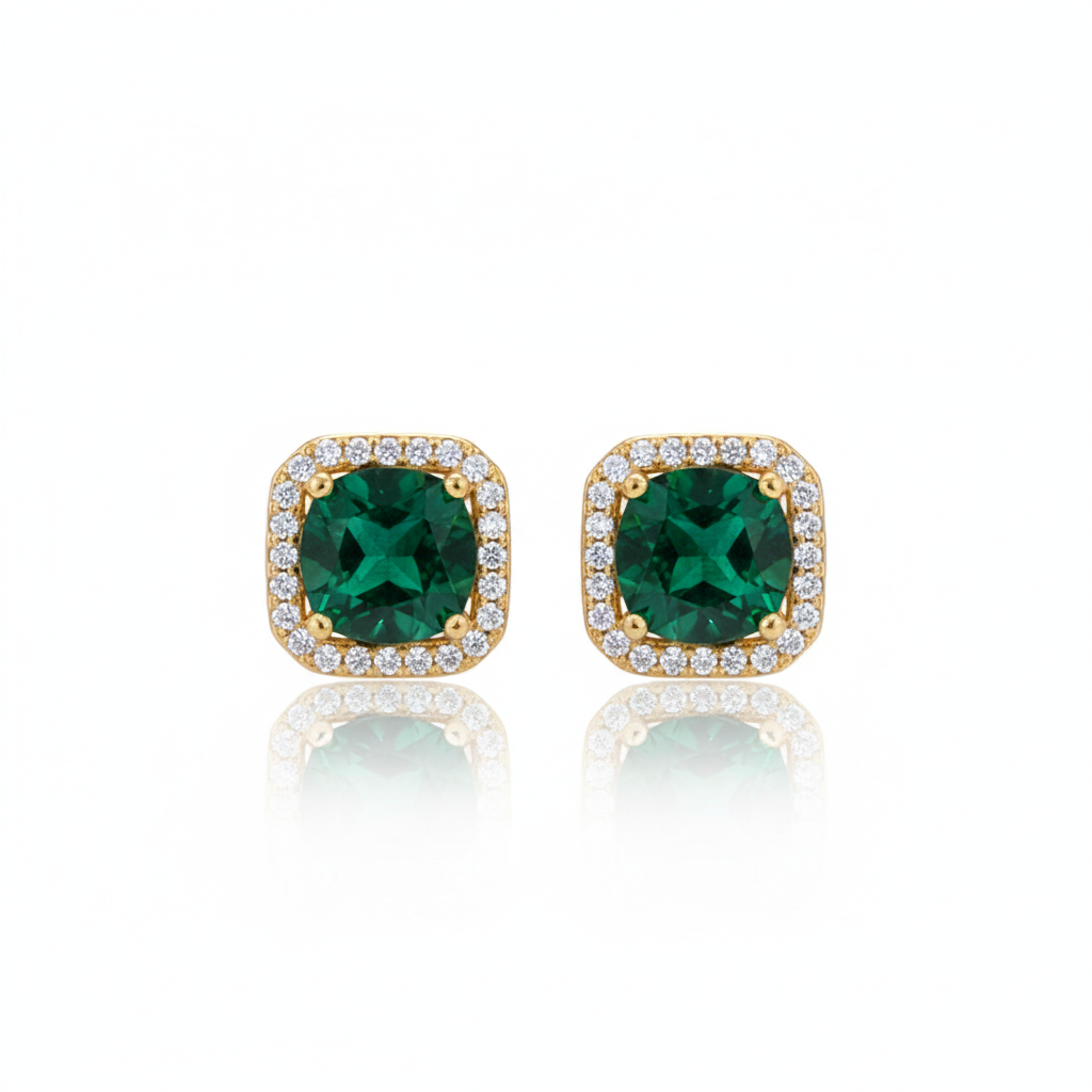 Emerald Square Stud Earrings