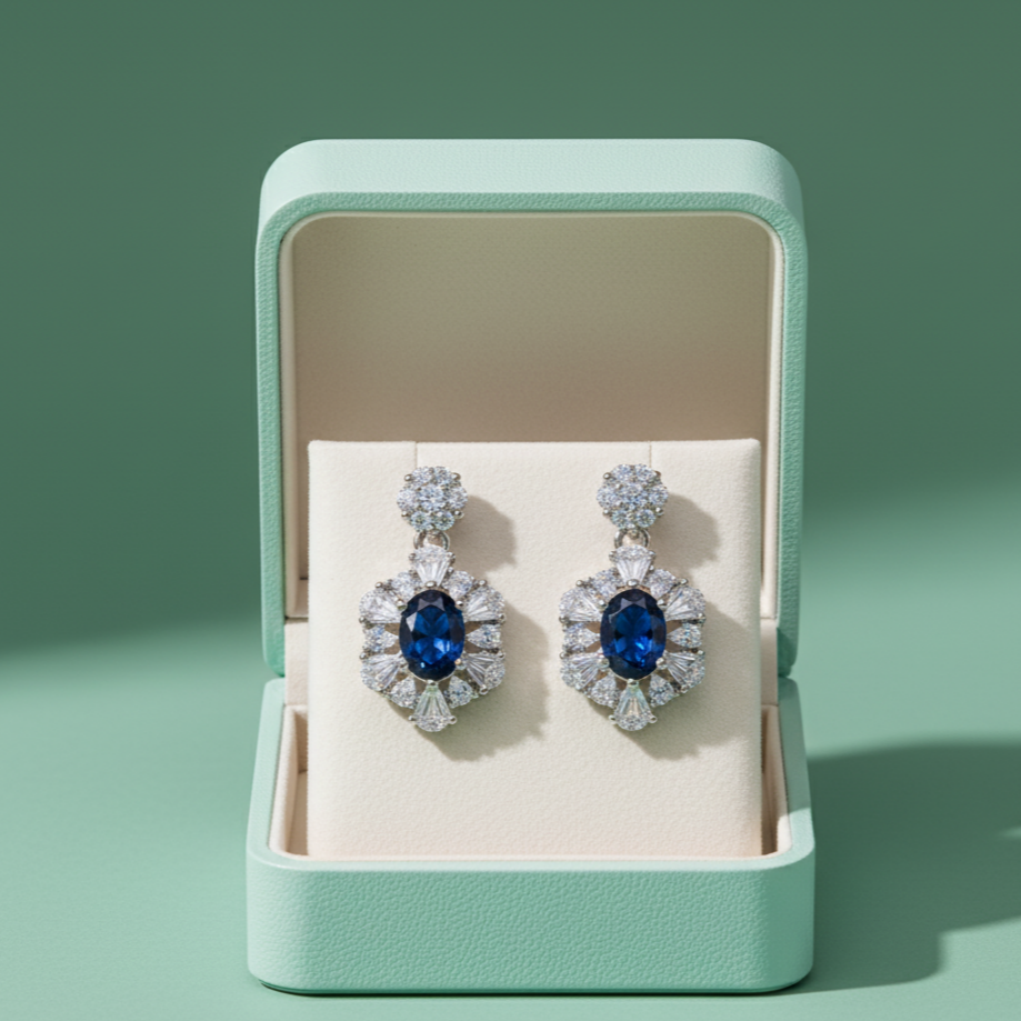 Sapphire Floral Drop Earrings