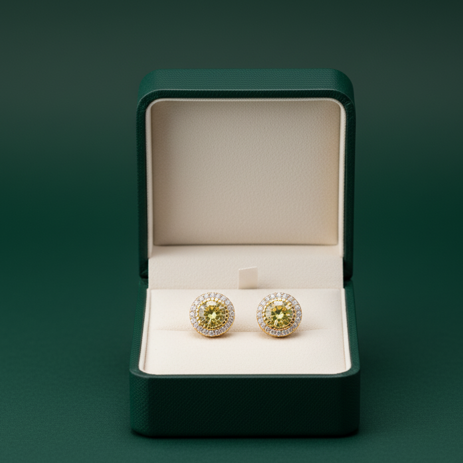 Citrine Halo Stud Earrings
