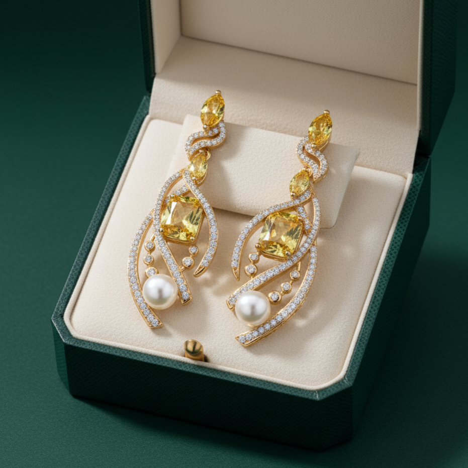 Citrine Swirl Drop Earrings