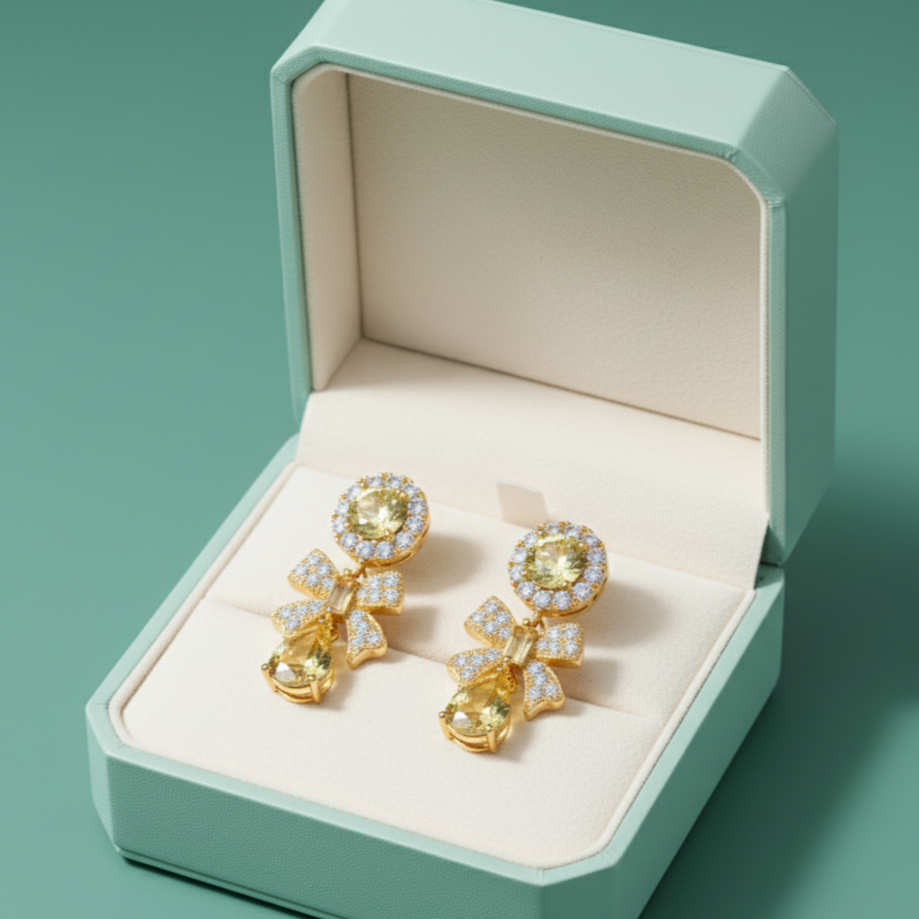 Citrine Bow Drop Earrings
