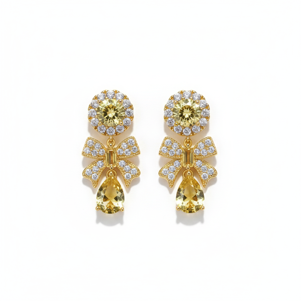 Citrine Bow Drop Earrings
