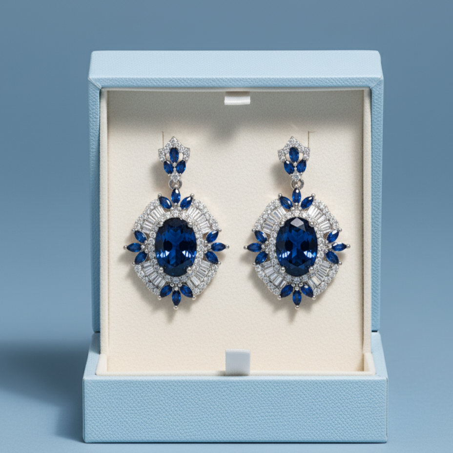 Sapphire Blossom Drop Earrings