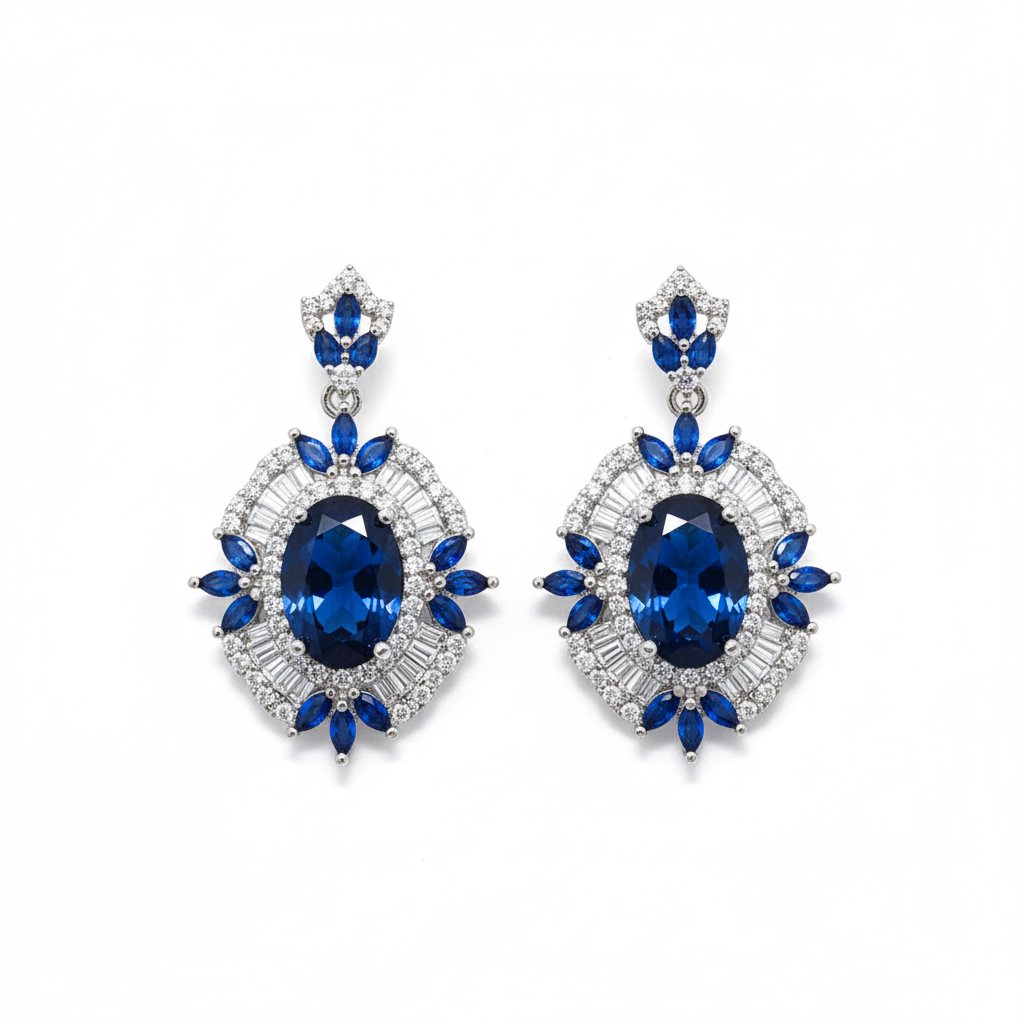 Sapphire Blossom Drop Earrings