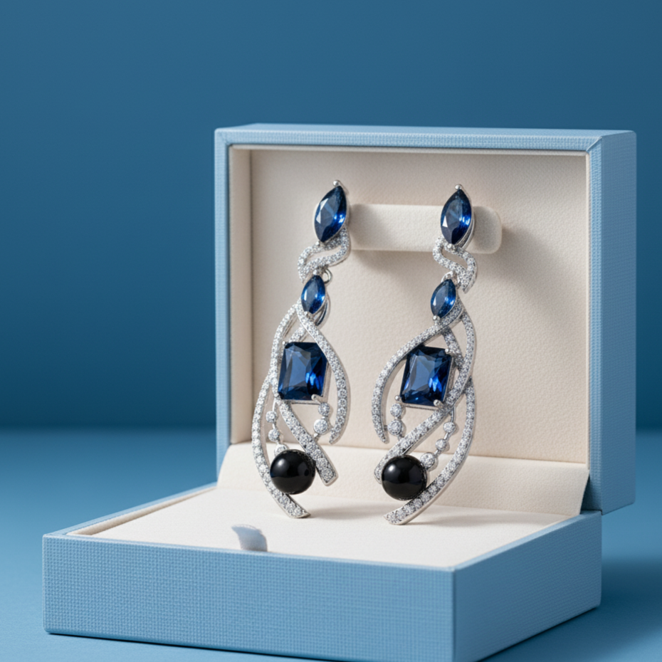 Sapphire Swirl Drop Earrings