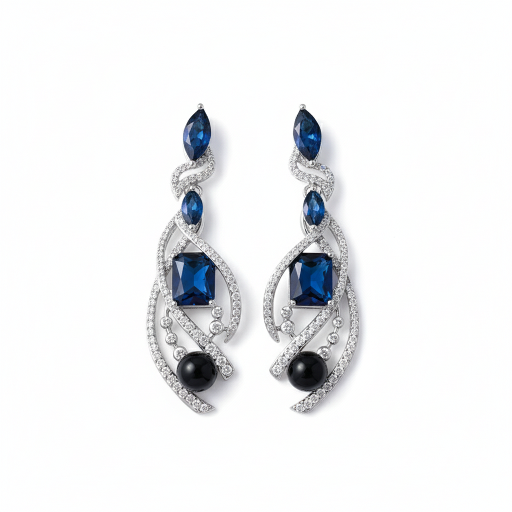 Sapphire Swirl Drop Earrings