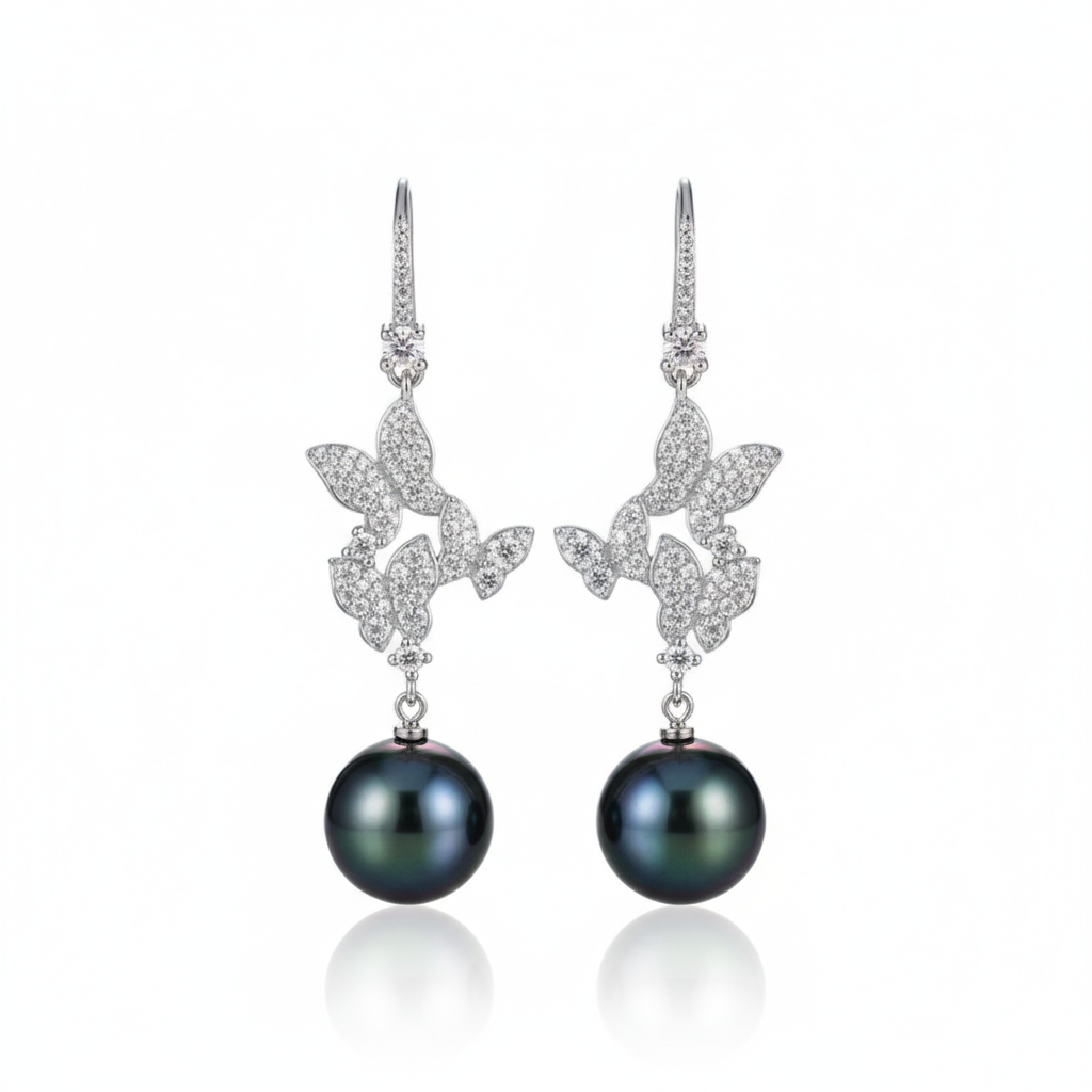 Midnight Butterfly Drop Earrings
