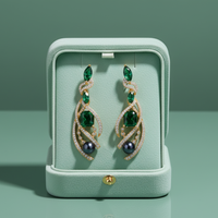 Emerald Triad Drop Earrings