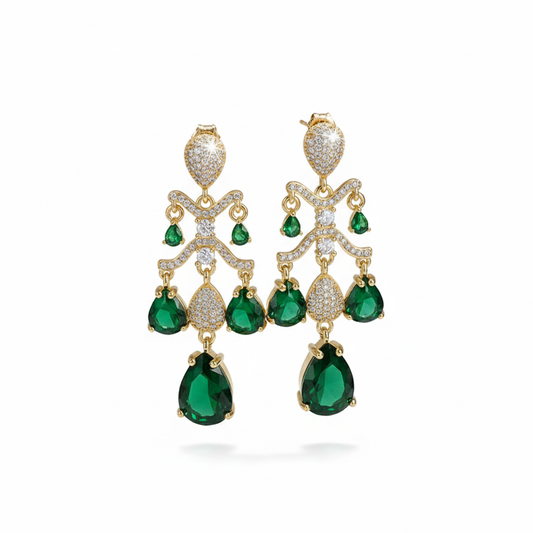 Emerald Harmony Drop Earrings