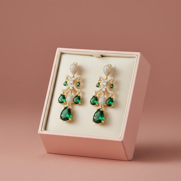 Emerald Harmony Drop Earrings