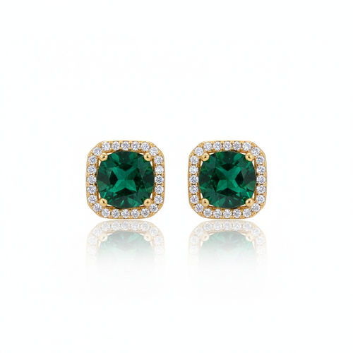 Emerald Square Stud Earrings