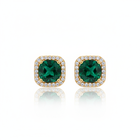 Emerald Square Stud Earrings