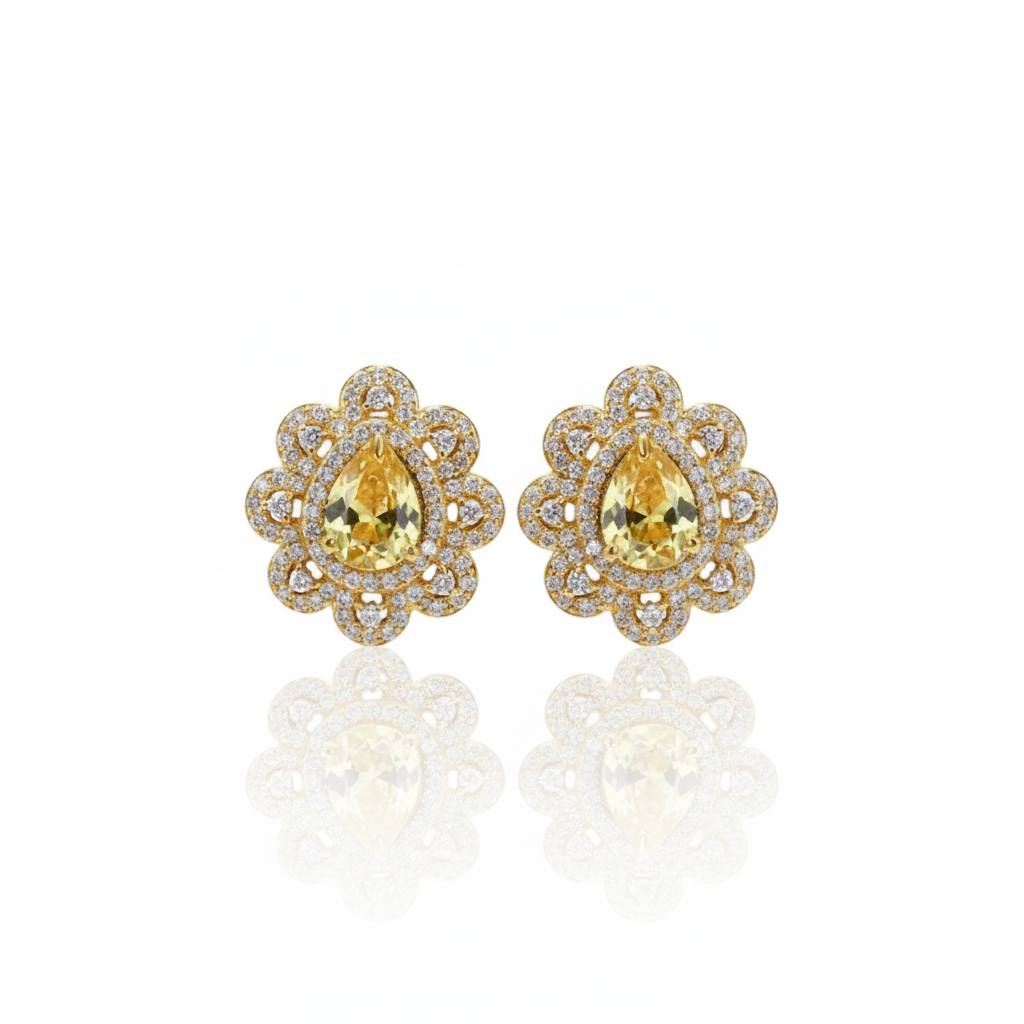 Citrine Floral Stud Earrings