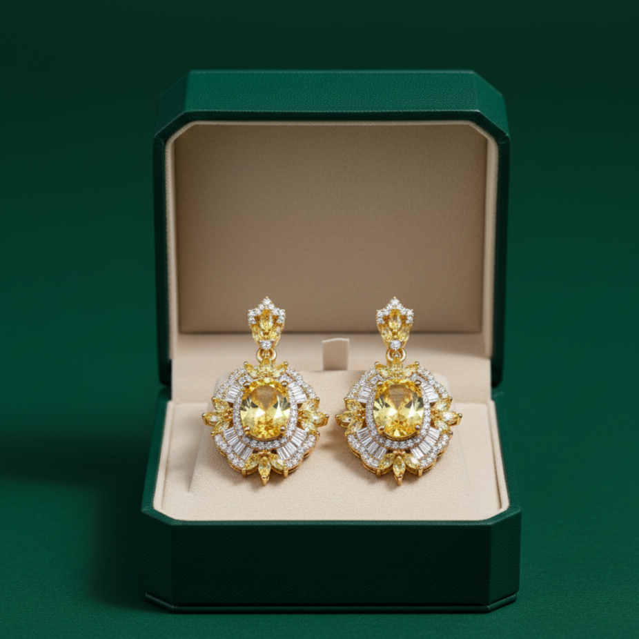 Citrine Starburst Drop Earrings