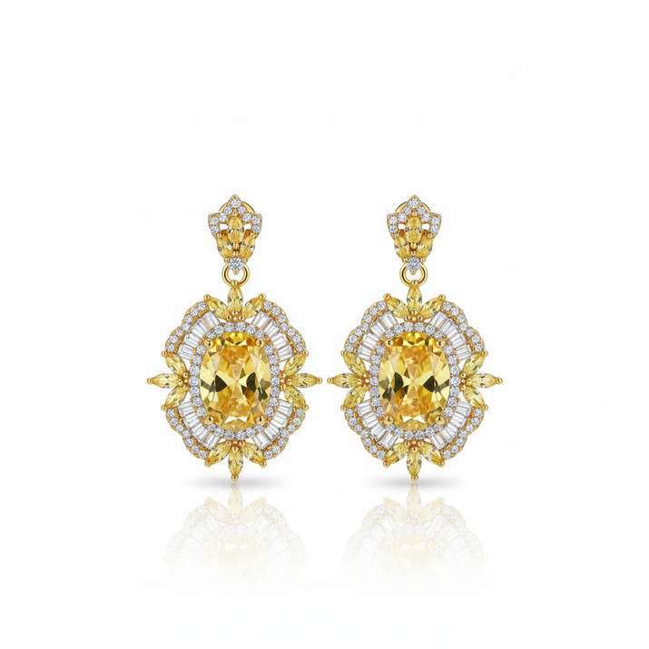 Citrine Starburst Drop Earrings