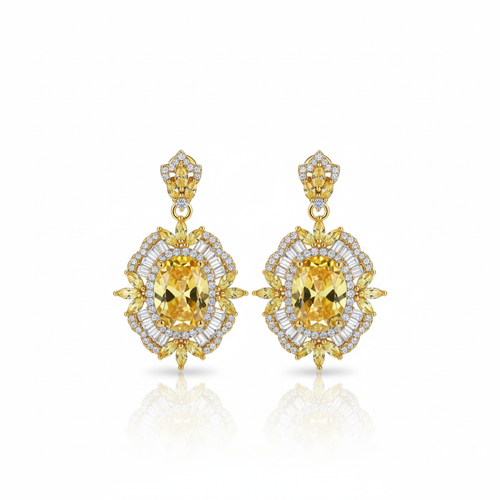Citrine Starburst Drop Earrings