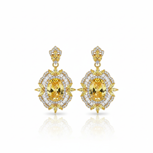 Citrine Starburst Drop Earrings
