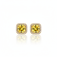 Citrine Cushion Stud Earrings