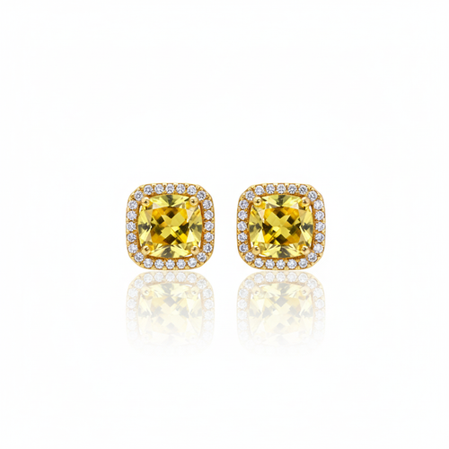 Citrine Cushion Stud Earrings