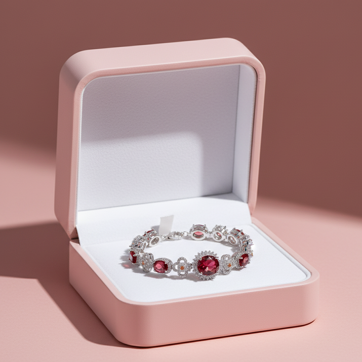 Ruby Silver Glow Bracelet