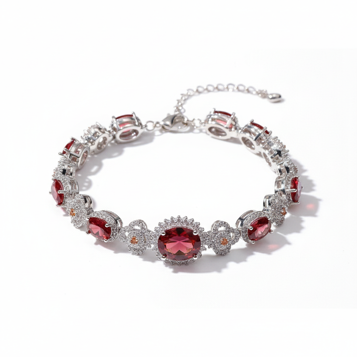 Ruby Silver Glow Bracelet