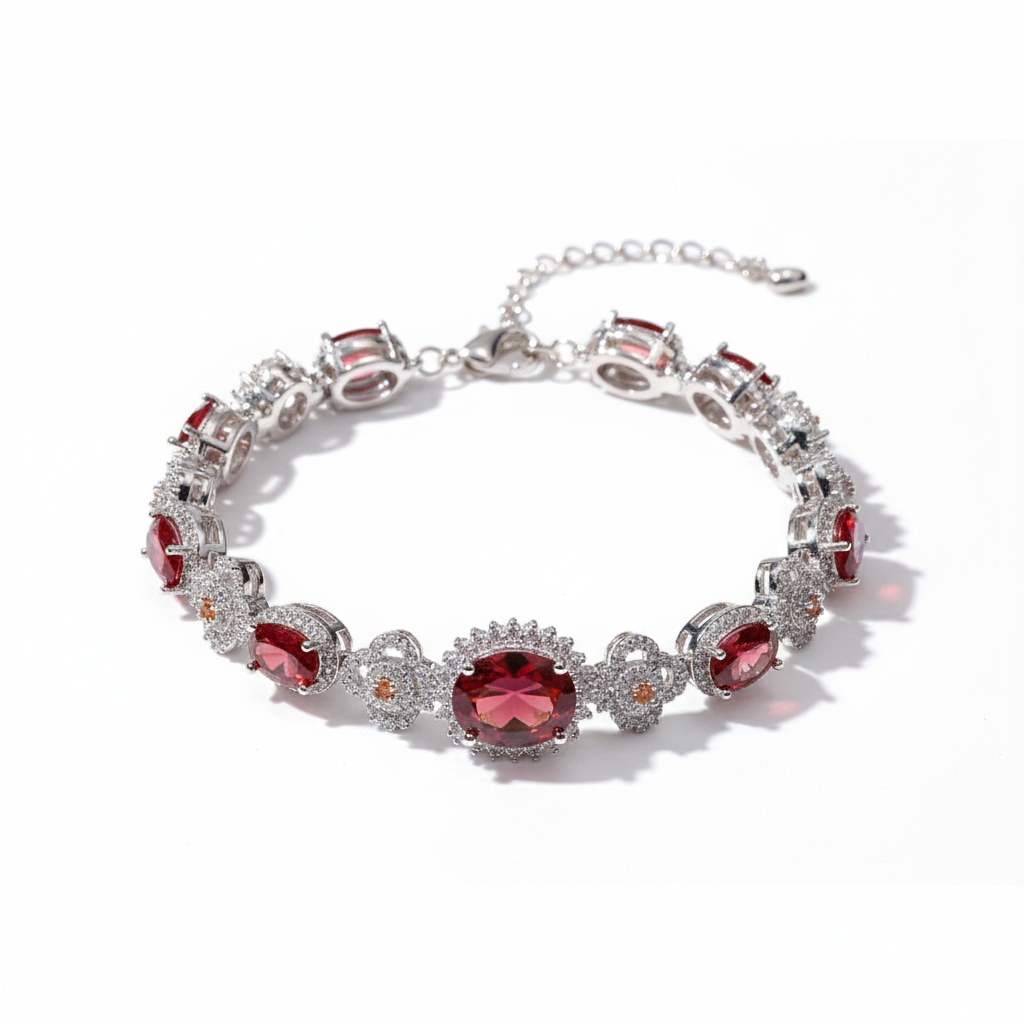 Ruby Silver Glow Bracelet