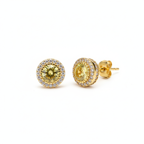 Citrine Halo Stud Earrings