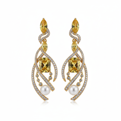 Citrine Swirl Drop Earrings