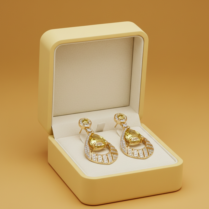 Citrine Teardrop Drop Earrings