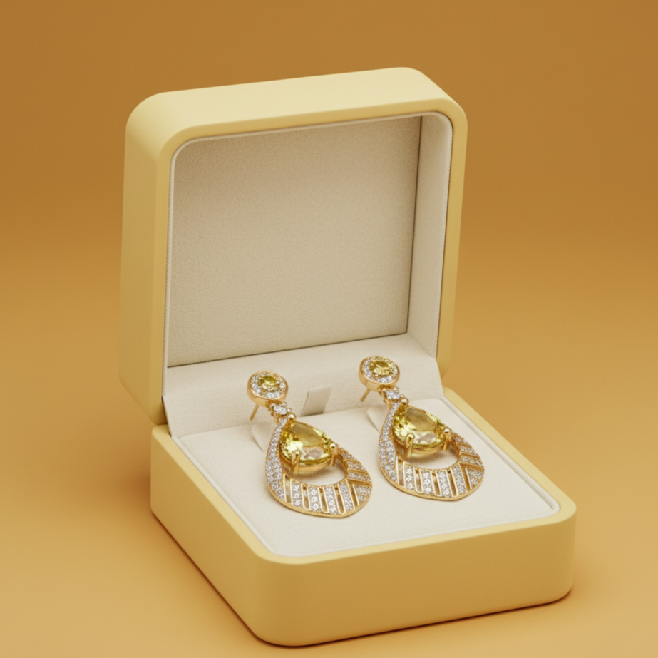 Citrine Teardrop Drop Earrings