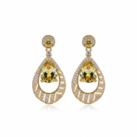 Citrine Teardrop Drop Earrings