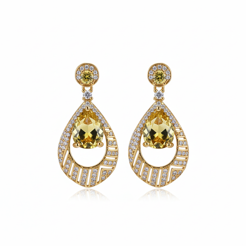 Citrine Teardrop Drop Earrings