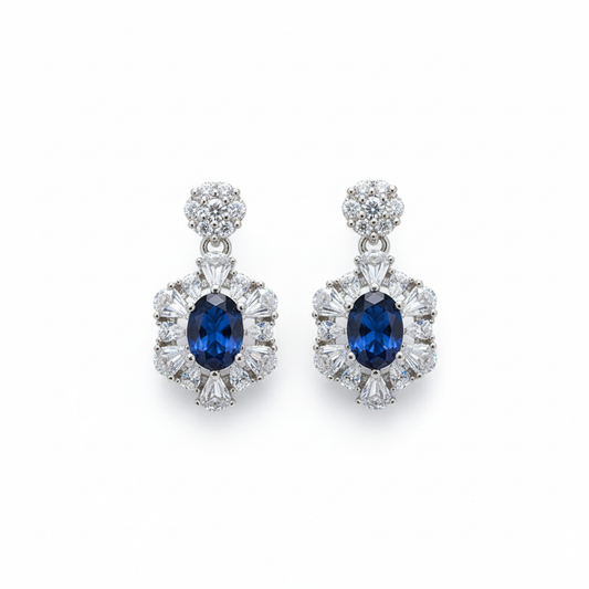 Sapphire Floral Drop Earrings