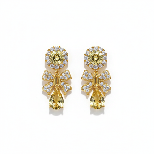 Citrine Bow Drop Earrings