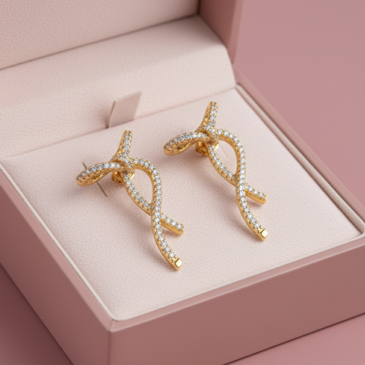 Diamond Twist Stud Earrings