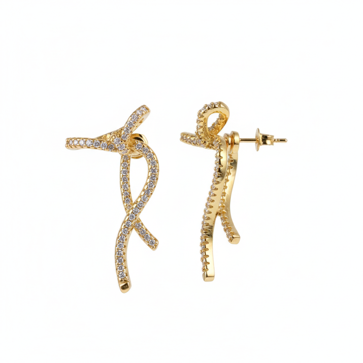 Diamond Twist Stud Earrings
