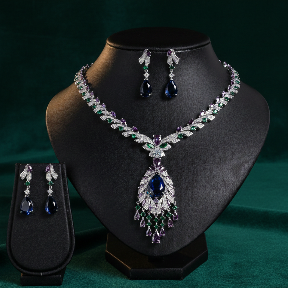 Midnight Peacock Jewelry Set