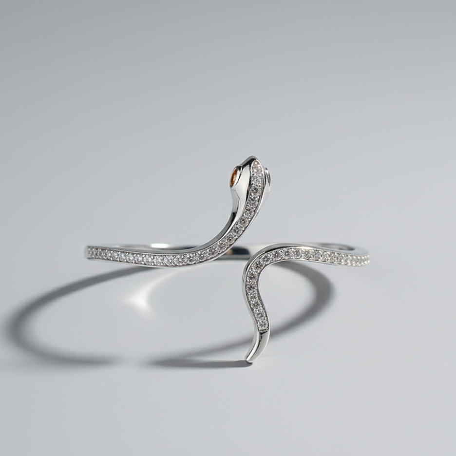Diamond Snake Coil Bracelet (Silver)