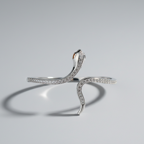 Diamond Snake Coil Bracelet (Silver)