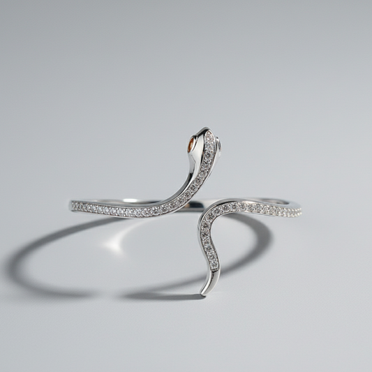 Diamond Snake Coil Bracelet (Silver)