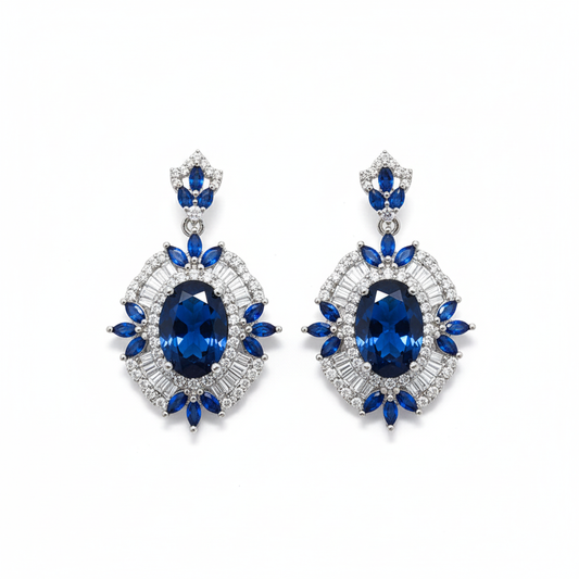 Sapphire Blossom Drop Earrings
