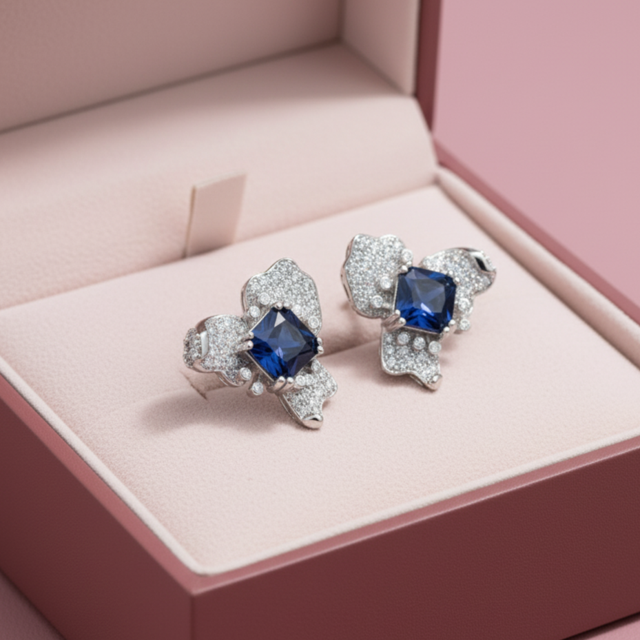 Sapphire Butterfly Stud Earrings