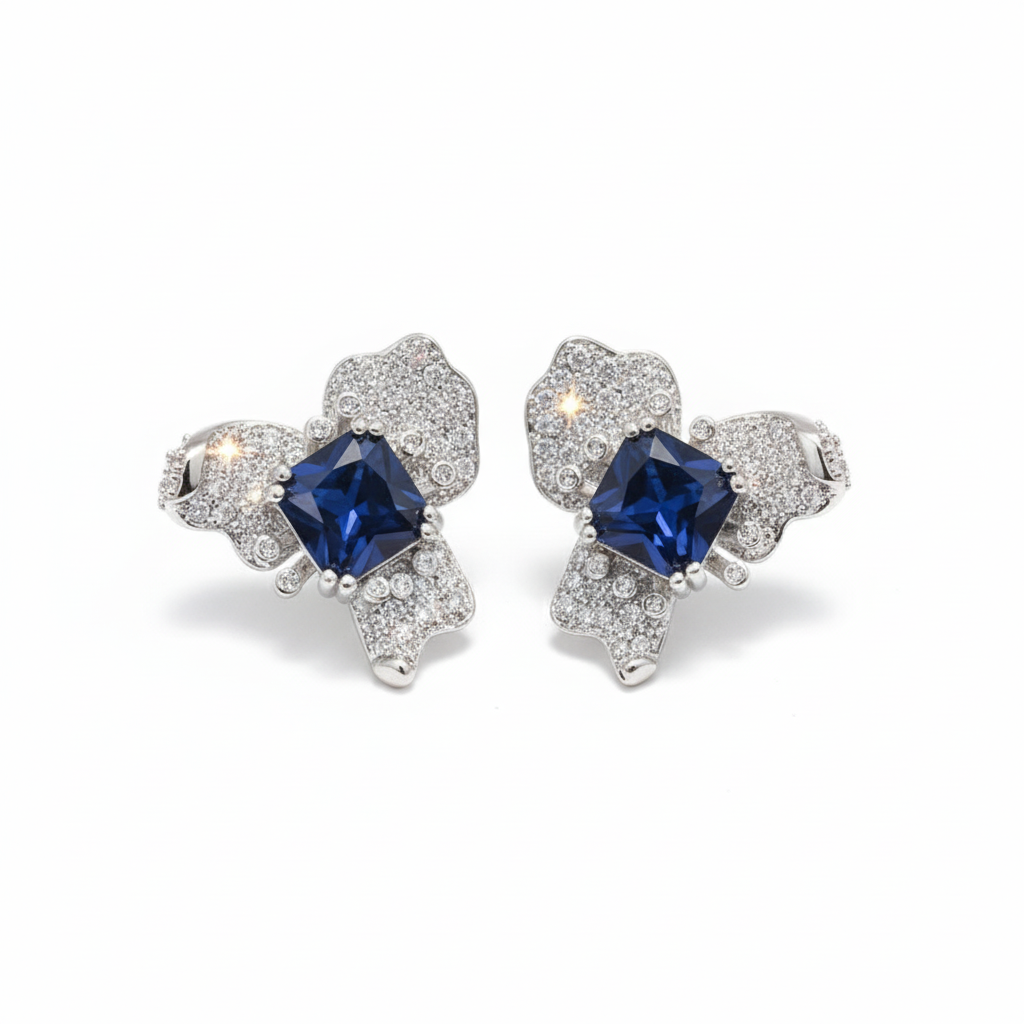 Sapphire Butterfly Stud Earrings