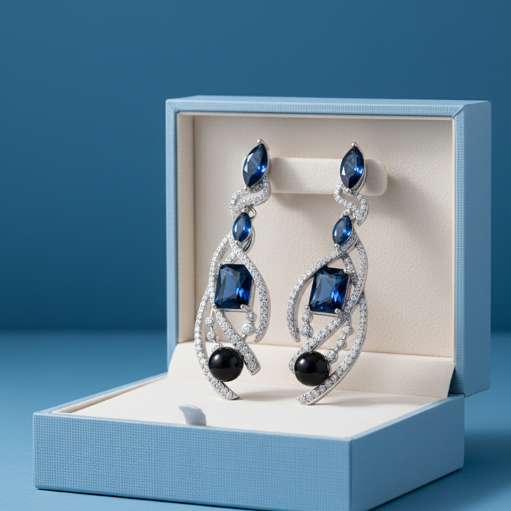 Sapphire Swirl Drop Earrings
