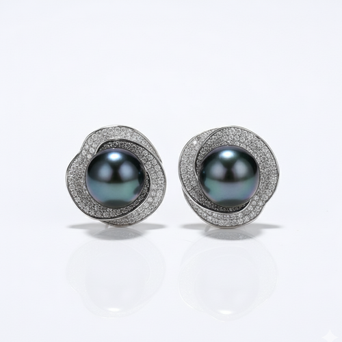 Midnight Pearl Stud Earrings