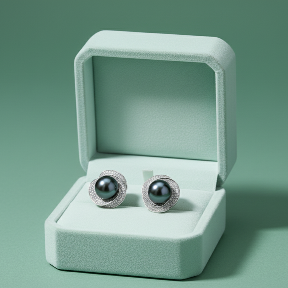 Midnight Pearl Stud Earrings