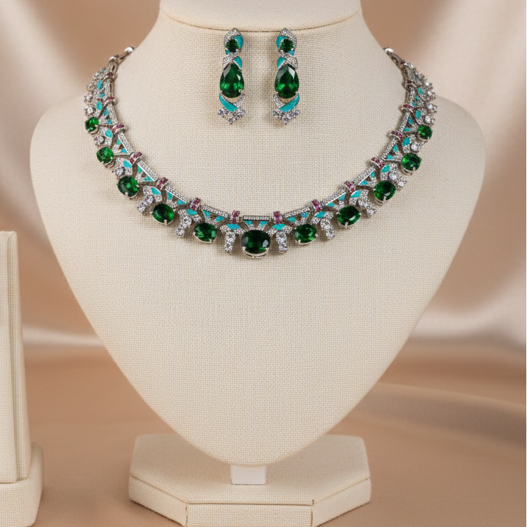 Imperial Jade Garden Rhodium-Plated Jewelry Set