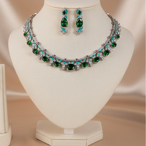Imperial Jade Garden Rhodium-Plated Jewelry Set