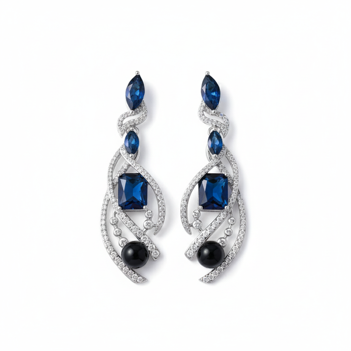 Sapphire Swirl Drop Earrings